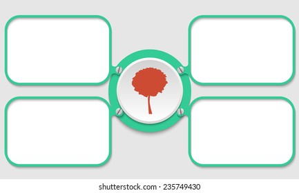 four brown frame for text and tree symbol