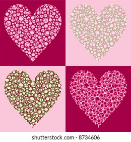 Four Bubble Filled Hearts - Four Color Variations