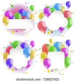 Four bubble speech with colorful balloons illustration