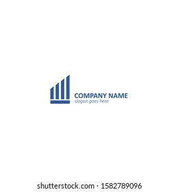 four buildings icon with line below them real estate logo
