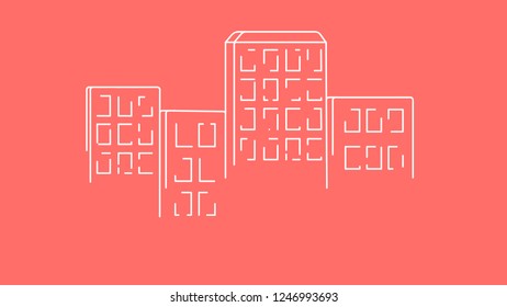 four buildings in line style 