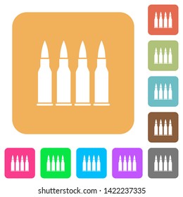 Four bullets flat icons on rounded square vivid color backgrounds.