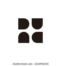 Four bullets, turn, geometric symbol simple logo vector