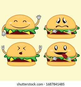 four burger character vector designs