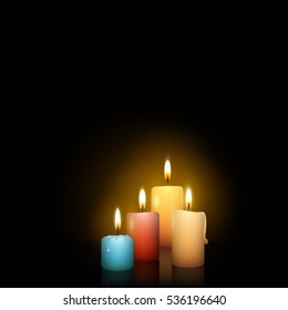 Four burning candles - vector illustration