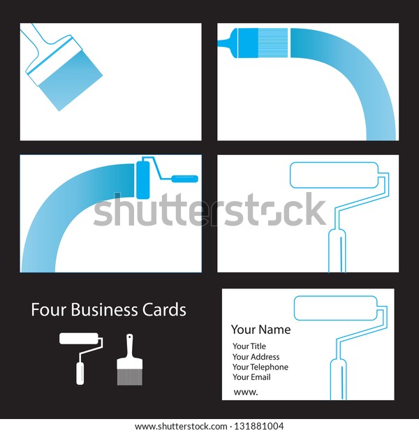 Four Business Card Designs Painters Decorators Stock Image