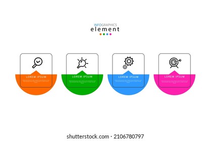 Four business data visualization. Infographic element with icons and options or steps. Can be used for process, presentation, diagram, workflow layout, info graph, web design. Vector Eps10