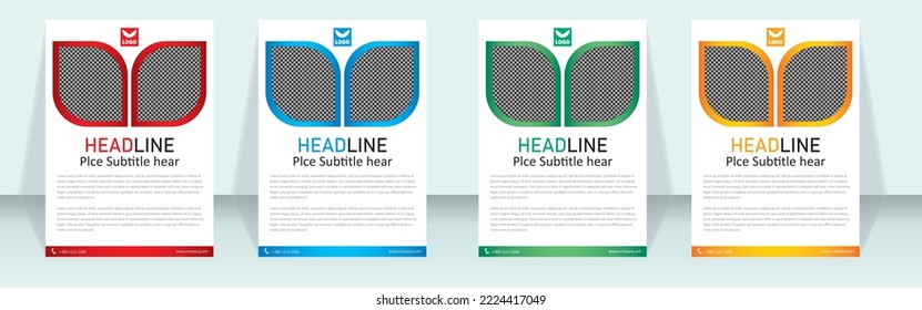 Four business flyer design layout template, background, Template vector design for Magazine, Poster, Corporate Presentation, Portfolio, Flyer infographic, layout modern in Red Blue
