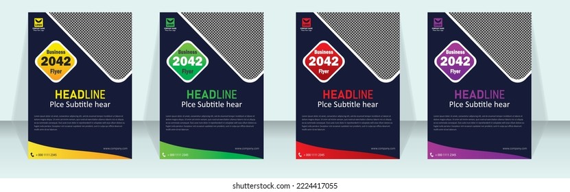 Four business flyer design layout template, background, Template vector design for Magazine, Poster, Corporate Presentation, Portfolio, Flyer infographic, layout modern in Red Blue