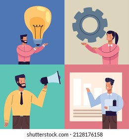 four business persons workers characters