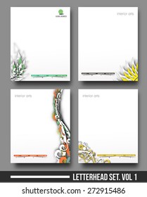 Four Business Style Corporate Identity Leterhead Template. 