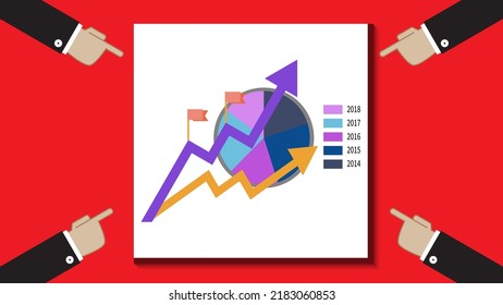 Four businessmen hands point to graphs and charts. Businessmen discuss various statistics. Idea for business or financial presentation, economic report. For finance and economics. Workflow layout.