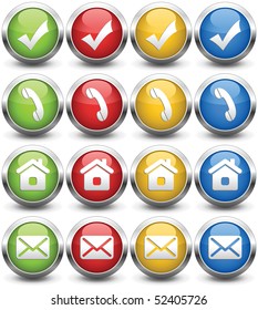 Four buttons, four colour variants. A vector illustration.