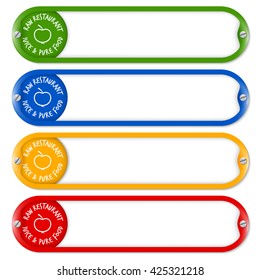 Four buttons for entering text with raw restaurant icon