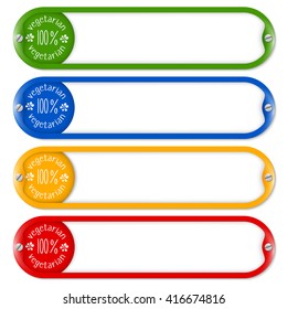 Four buttons for entering text with vegan icon