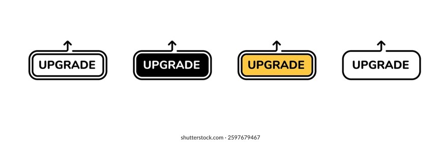 Four buttons labeled upgrade, each with unique designs showcasing style and functionality differences.