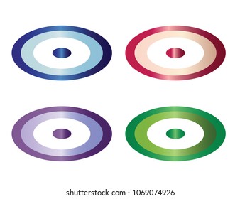 four buttons vector set in multiple colors - evil eye buttons illustration