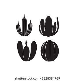 Vier Kaktus Silhouette Vektorkunst.