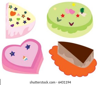 Four cakes in different shapes