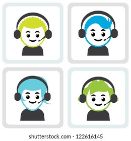 Four call center assistants with headset.