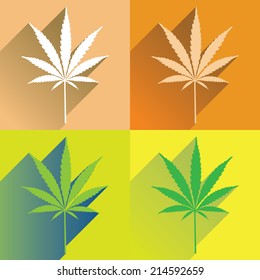 four cannabis leaf in flat style,  illustration 