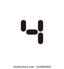 Four capsules number 4 geometric symbol simple logo vector