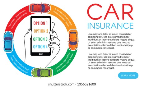 Four car on the color circle bar Vector for business information rendering