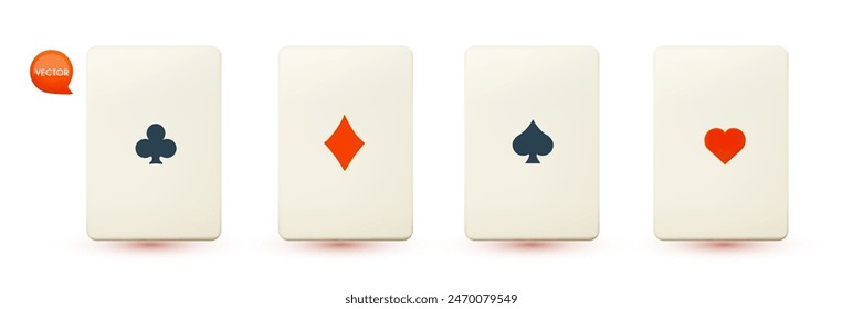 Four card aces. Hearts, diamonds, crosses and spades. Gambling design