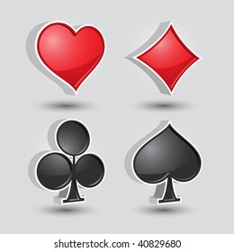 Four card suit symbols in a glossy style.