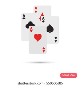 Four card suits color flat icons