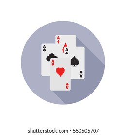 Four card suits color flat icons