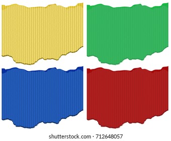 Four cardboard templates in different colors illustration
