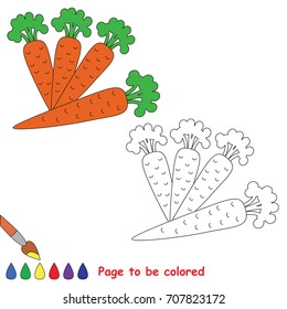 Four Carrots to be colored, the coloring book for preschool kids with easy educational gaming level.