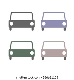 Four cars different colors on the white background