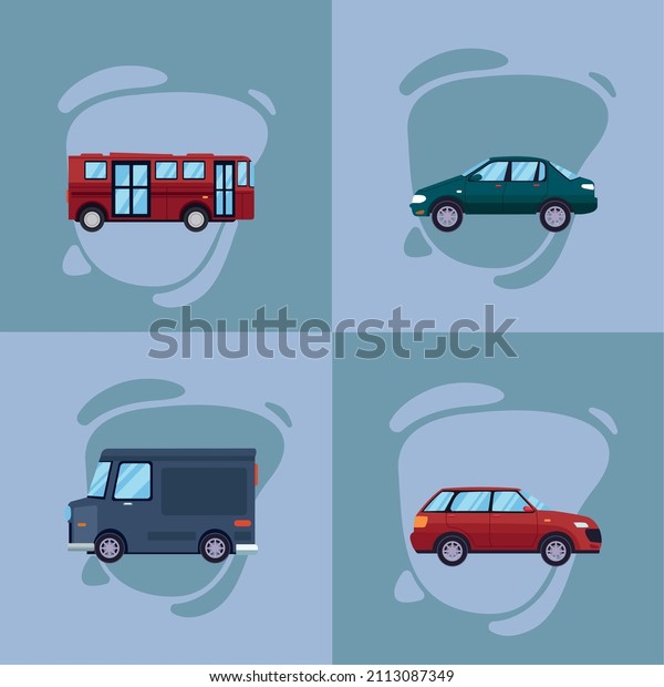 four cars vehicles urban\
icons