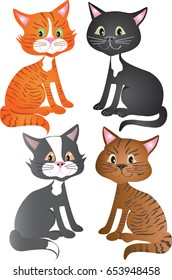 Four cartoon cats