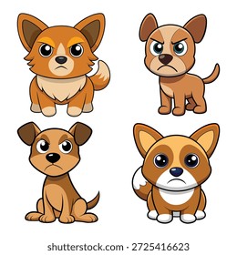Four cartoon dogs with grumpy expressions grumpy dogs