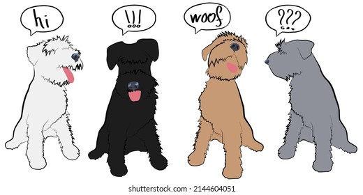 Vier Cartoons sprechende Hunde, Vektorgrafik