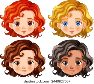 Four cartoon kids with different hair and skin tones.