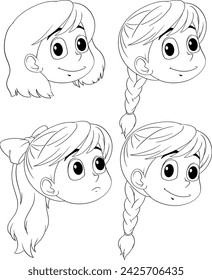 Four cartoon kids showcasing different expressions