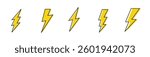 Four cartoon lightning bolt hand drawn.	