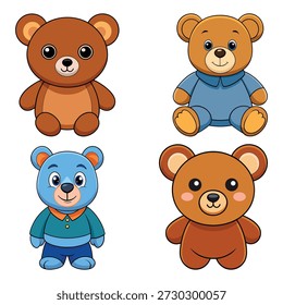 Cuatro osos de peluche de dibujos animados de peluche lindo animal