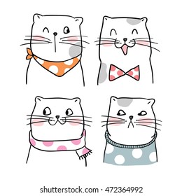 Four cats with polka dot vector