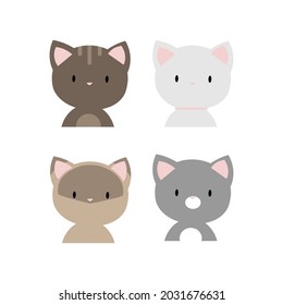 
four cats portrait on the white background