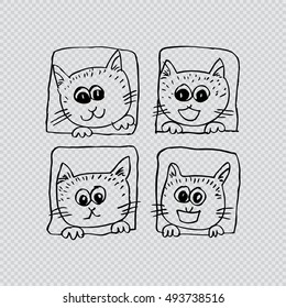 Four cats. Sketchy style.