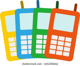 Cuatro teléfonos celulares aislados ilustraciones vectoriales.