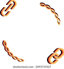 Four chain links in a circular pattern, symbolizing unity, connectivity, strength. Suitable for backgrounds, logos, conceptual designs, and industrial themes.