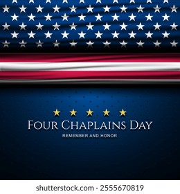 Four Chaplains Day Remember And Honor, February 03 Background Vector Illustration