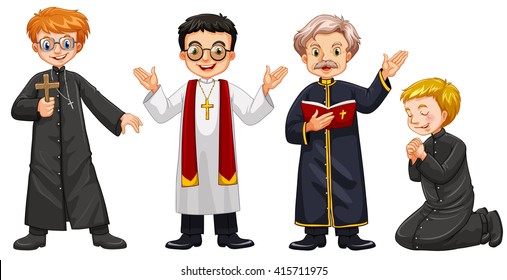 Four characters of priests illustration