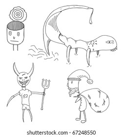 Four characters in the set